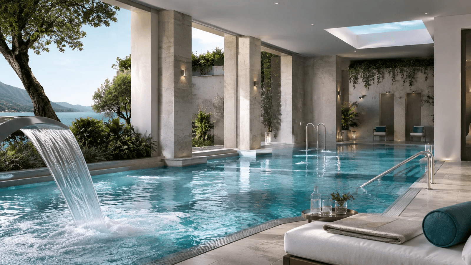 Piscine et chalet alpin