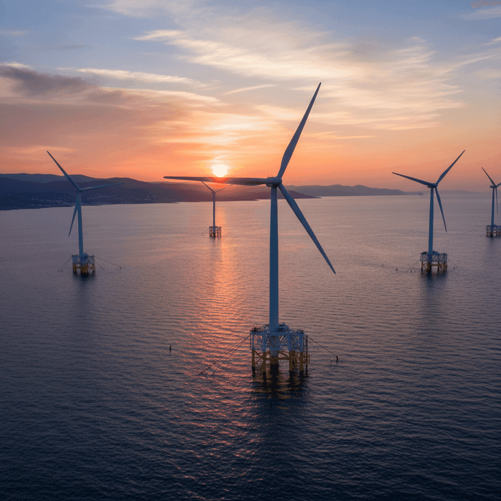 Éoliennes produisant de l’électricité dans un paysage ouvert